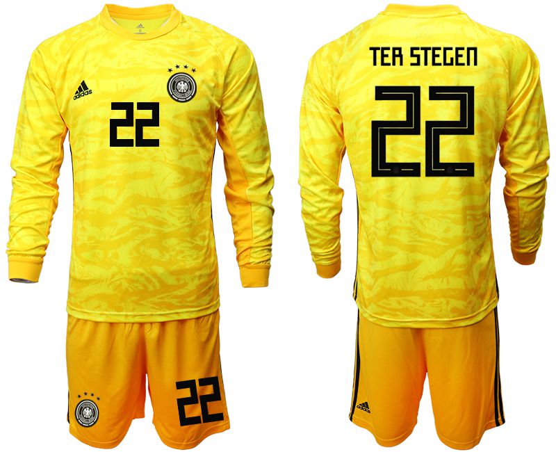 Men 2019-2020 Season National Team Germany yellow goalkeeper long sleeve #22 Soccer Jersey->->Soccer Country Jersey